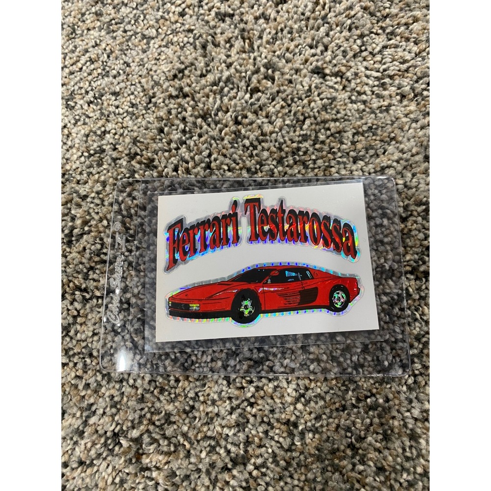 Vintage Ferrari Testarossa Holographic Sticker Red Sports Car Decal Kodak Paper